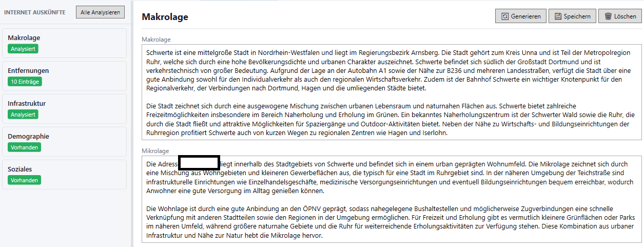 KI-generierte Lagebeschreibung